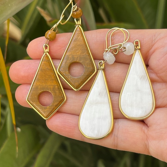2 pairs of calcite marble drop earrings - Picture 3 of 6